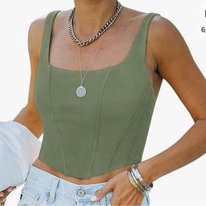 Women's Summer Sexy Square Neck Sleeveless Bustier
Corset Crop Tank Tops